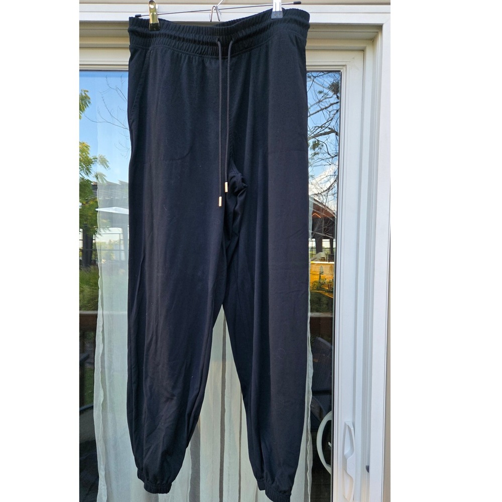 Sage Collective Womens Black High Rise Jogger Pants Size L Drawstring